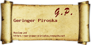Geringer Piroska névjegykártya